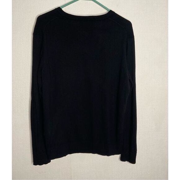 BANANA REPUBLIC Sweater Mens Large Black‎ Washable Merino Wool V-neck Pullover - Picture 7 of 8